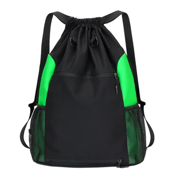 Katlanabilir futbol Sırt Çantası spor çanta Sackpack w / Ayrılabilir Topu Örgü Çanta Spor İpli Basketbol erkekler için sırt çantası