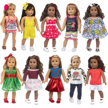 10 adet / takım Elbise oyuncak bebek giysileri uyar Amerikan kız için 18 
