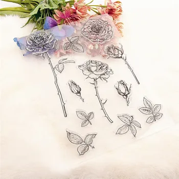 Çiçekler Çiçeği Temizle Pullar Şeffaf Mühür 15x21cm Silikon Conta TPR Cadılar Bayramı Rulo Pullar DIY Scrapbooking Kartları