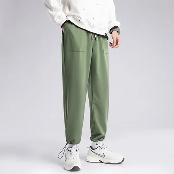 Gençlerin Yeni Yakışıklı Moda Trendi Gevşek Eğlence Büyük Cep 9 Noktalı Pantolon Erkek Koreli Öğrencilerin Çok Yönlü Spor Pantolon