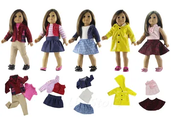 5 Takım oyuncak bebek giysileri Kıyafet için Farklı Stil 18 inç amerikan oyuncak bebek Rahat Giyim Elbise