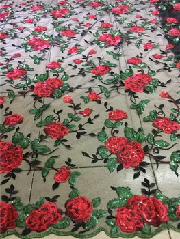 Iyi görünümlü çiçekler pullu Dantel Kumaş yüksek kaliteli dantel Kumaş moda gösterisi İçin Güzel Nijeryalı Dantel Kumaş elbise