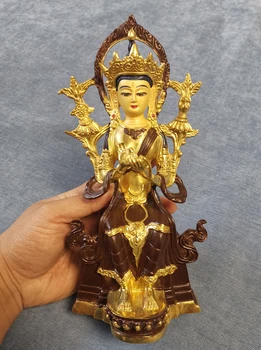 Tibet Budizm Ev dükkanı altın yaldız İYİ ŞANSLAR zenginlik tanrısı Maitreya Metteyya QİNAG BA İÇİN Gelecek Buda heykeli pirinç heykeli