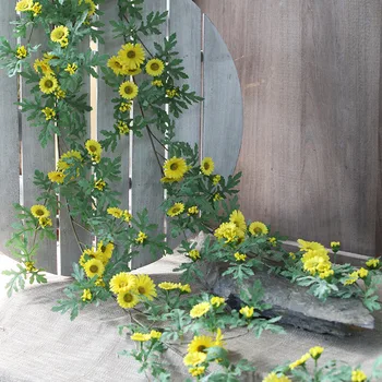 Yapay Papatya çiçek askılığı Simülasyon Ayçiçeği Rattan Asılı Düğün Dekorasyon Oturma Odası Dekor ipek çiçek Çelenk