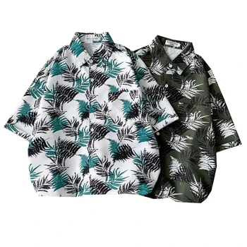 Ağaç Baskılı Hawaii Plaj Gömlek Erkekler için 2020 Yaz Kısa Kollu 3XL Aloha Gömlek Erkek Tatil Tatil Giyim Chemise