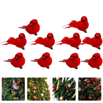 Kuşlar Noel Kuş Süsler Kardinal Ağacı Kırmızı Kardinaller Yapay Ornamentdecorations Sahne El Sanatları Dekorasyon Dalları